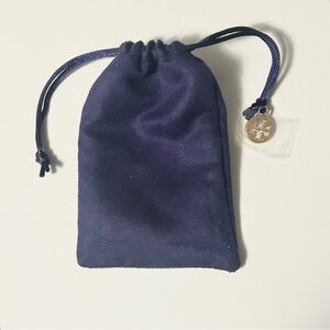 Tory Burch Purple Jewelry Pouch with Gold Logo Charm 5" x 3.5" Drawstring (NWOT)